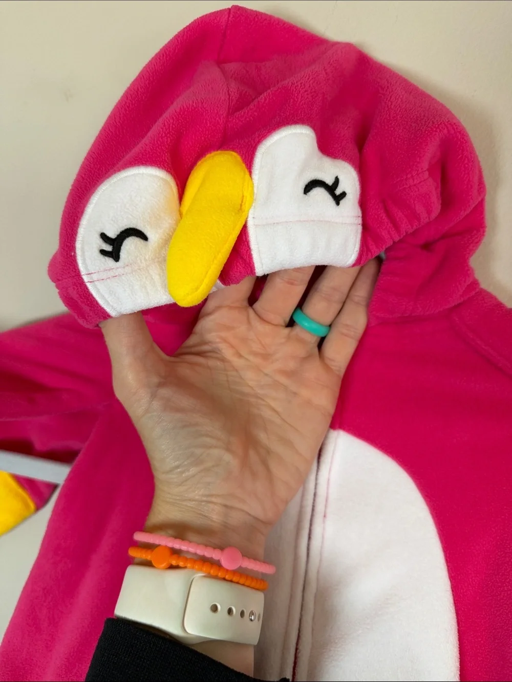 Baby Girl Hot Pink Bubble Parrot Hoodie Halloween Costume. Size 6-9 months - Picture 2 of 7